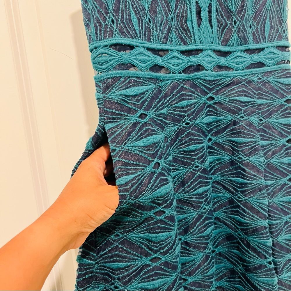 Jonathan Simkhai Women's Lace Embroidered Sleeveless Midi Dress Teal/Navy Sz. 0 - Picture 6 of 14